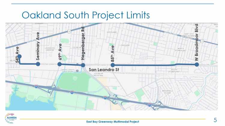 East Bay Greenway South Segment Project Limits